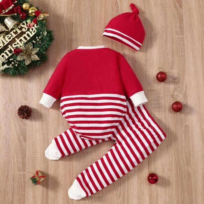 IEFIEL Fille Garçon Pyjama Noël Bébé Lutin Elf Costume Noël Rayé