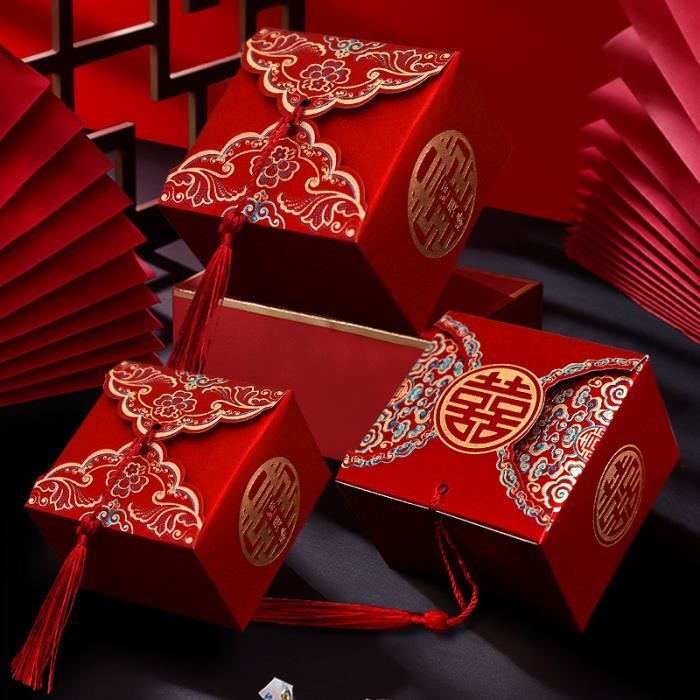 PAPIER CADEAU,N-S 6.5x6.5x4.5cm--Boîtes à bonbons style chinois, 50 pièces,  rouge créatif, cadeaux de mariage pour invités, papier - Cdiscount  Beaux-Arts et Loisirs créatifs