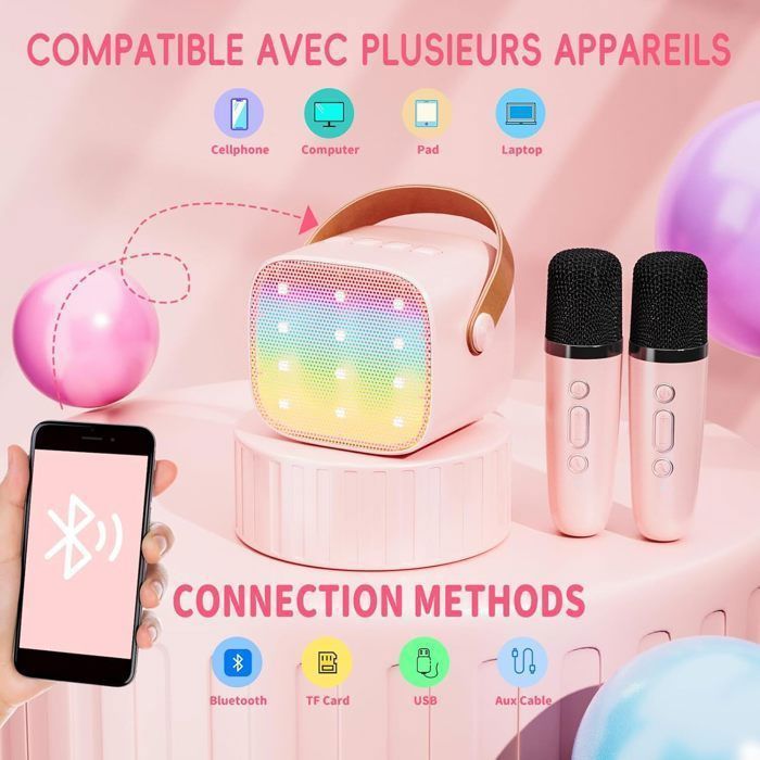 Kit Karaoké Portable Avec 2 Micros Bluetooth Micro Pour Chanter Tesoda Kit Karaoké Portable Avec 2 Micros Bluetooth Micro Pour Chanter Tesoda