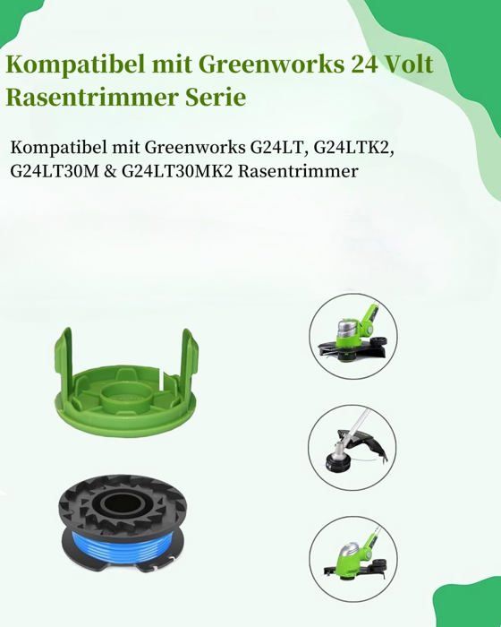 3 Bobines De Fil De Rechange Pour Débroussailleuse Greenworks 24V | Compatible G24LT, G24LT30M | Nylon Haute Résistance 1,65 Mm - 9