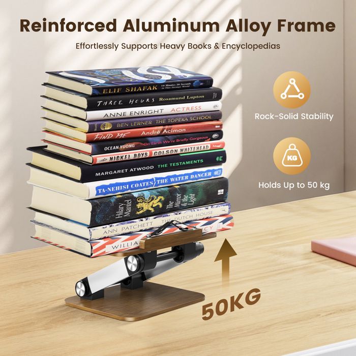 Support Livre Réglable En Bois - Pupitre De Lecture 360° - Porte Livre De Cuisine, Bureau - Pliable Et Portable