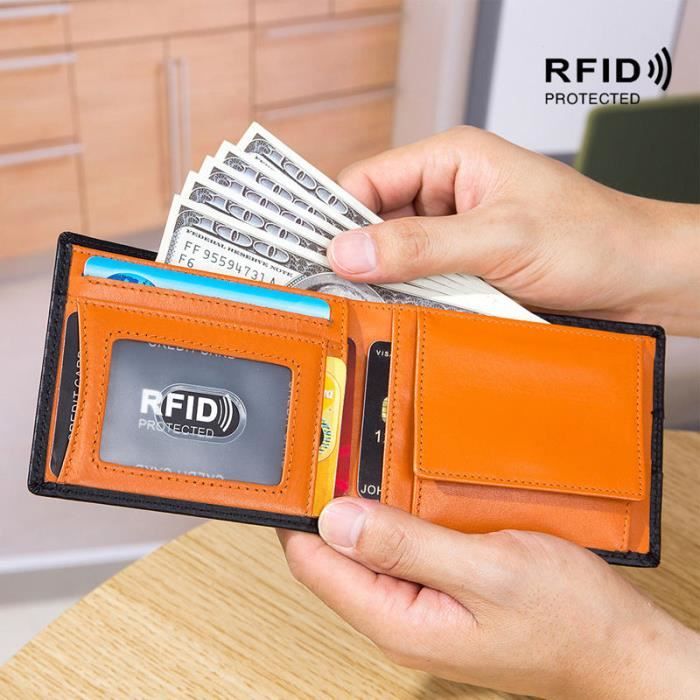 Portefeuille en cuir PU Porte-carte d'identité anti RFID, porte