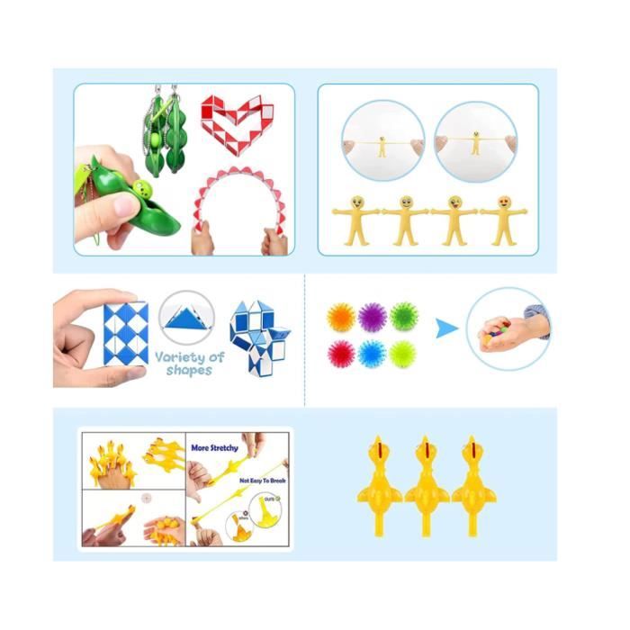 20 Pièces Fidget Toys Anti-Stress : Jouets Sensoriels en Silicone, Anneaux Sensoriels pour Aider les Enfants à se Concentrer et Soul - Jeux - Jouets