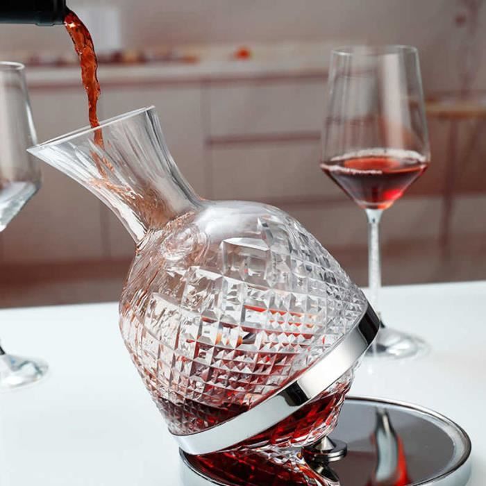 Socle Cristal Argent - Carafe à décanter, Gyroscope à lumière rotative  rapide, Verre à vin rouge de luxe haut - Cdiscount Maison