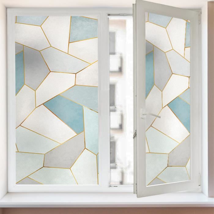 Autocollants Vitres Fleurs Campanules Bleues – Style Pastoral Double Face, 30x60 Cm, Statique Réutilisable Sans Colle