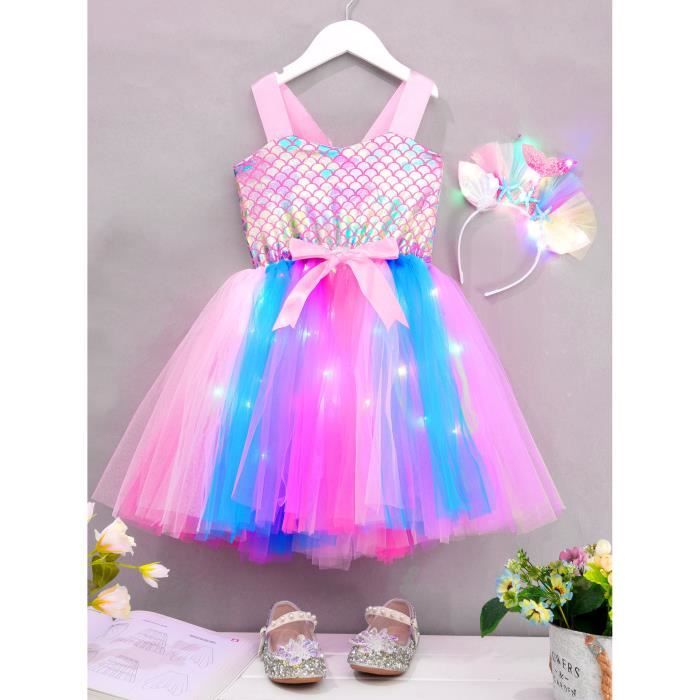 Robe Princesse Fille pour Fête de Bal 1-6 Ans Bandeau Arc-en-Ciel Plage  Bapteme Anniversaire Filles Robe Soirée Enfant Vetement Bebe Tutu Robes de  Bebes Ceremonie Carnaval Noel (5-6 Ans, Rose) : 