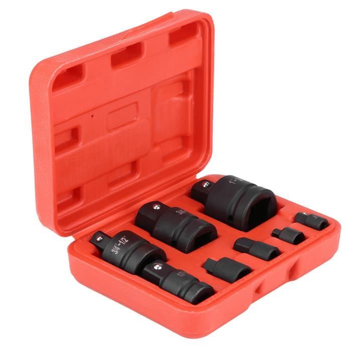 Kit 8 Adaptateurs Douilles 1/4-3/8-1/2-3/4-1 - Acier Chrome-molybdène - Étuire Thermique - Boîtier Inclus