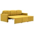 5872RAVI Chic Canapé-lit Confortable Sofa de Salon modulaire 3 places - Canapé d'angle convertible réversible clic clac Jaune Tissu-3