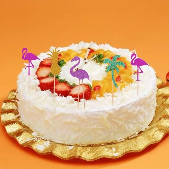 12pcs Hawai Gateau Tooper Flamingo Ananas Croquettes De Cocotiers Pour La Fete De La Plage De Luau Cdiscount Maison