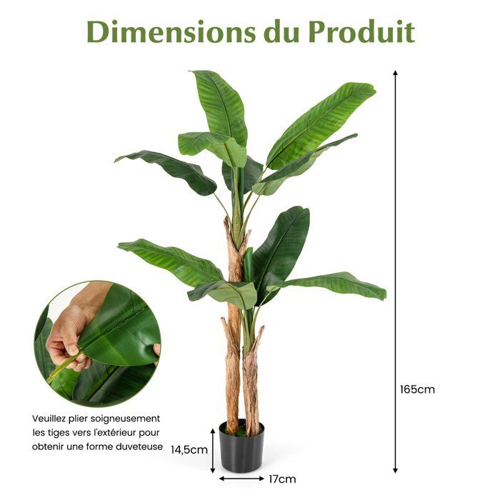Bananier Artificiel 160cm Avec Pot - Plante Tropicale Décoration Intérieur Extérieur 10 Feuilles