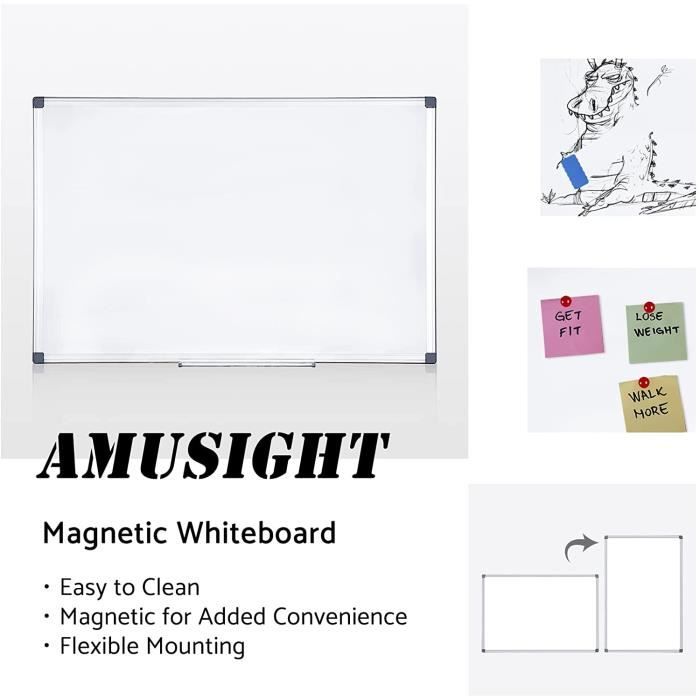 Warasee Tableau blanc adhésif magnétique, 60 * 100cm effacable