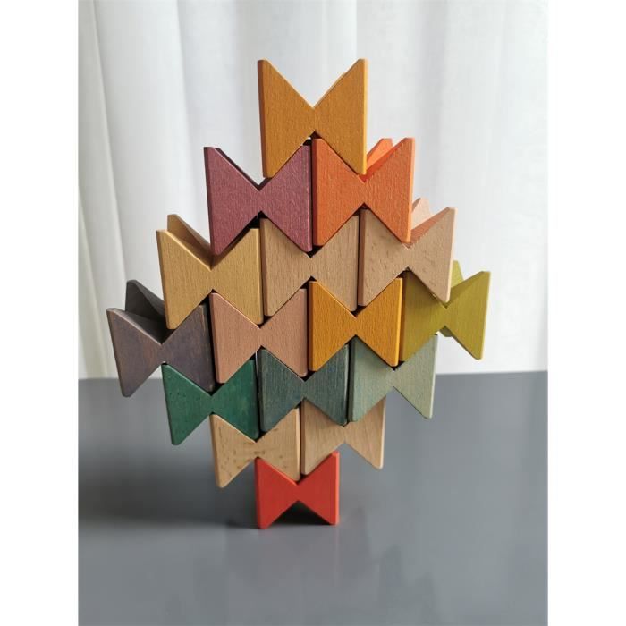 Blocs De Construction En Bois Chiffres 1-10 - Jouet Éducatif Empilage Puzzle 3D Pour Enfants Dès 3 Ans, 20 Blocs + 15 Cartes