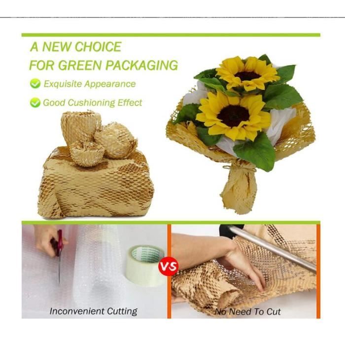Rouleau Papier Emballage Kraft Nid D'Abeille 30cm X 50m - Protection Écologique Pour Objets Fragiles & Déménagement