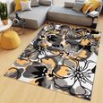 Tapiso Maya Tapis Salon Chambre Ado Moderne Fleure Feuille Jaune