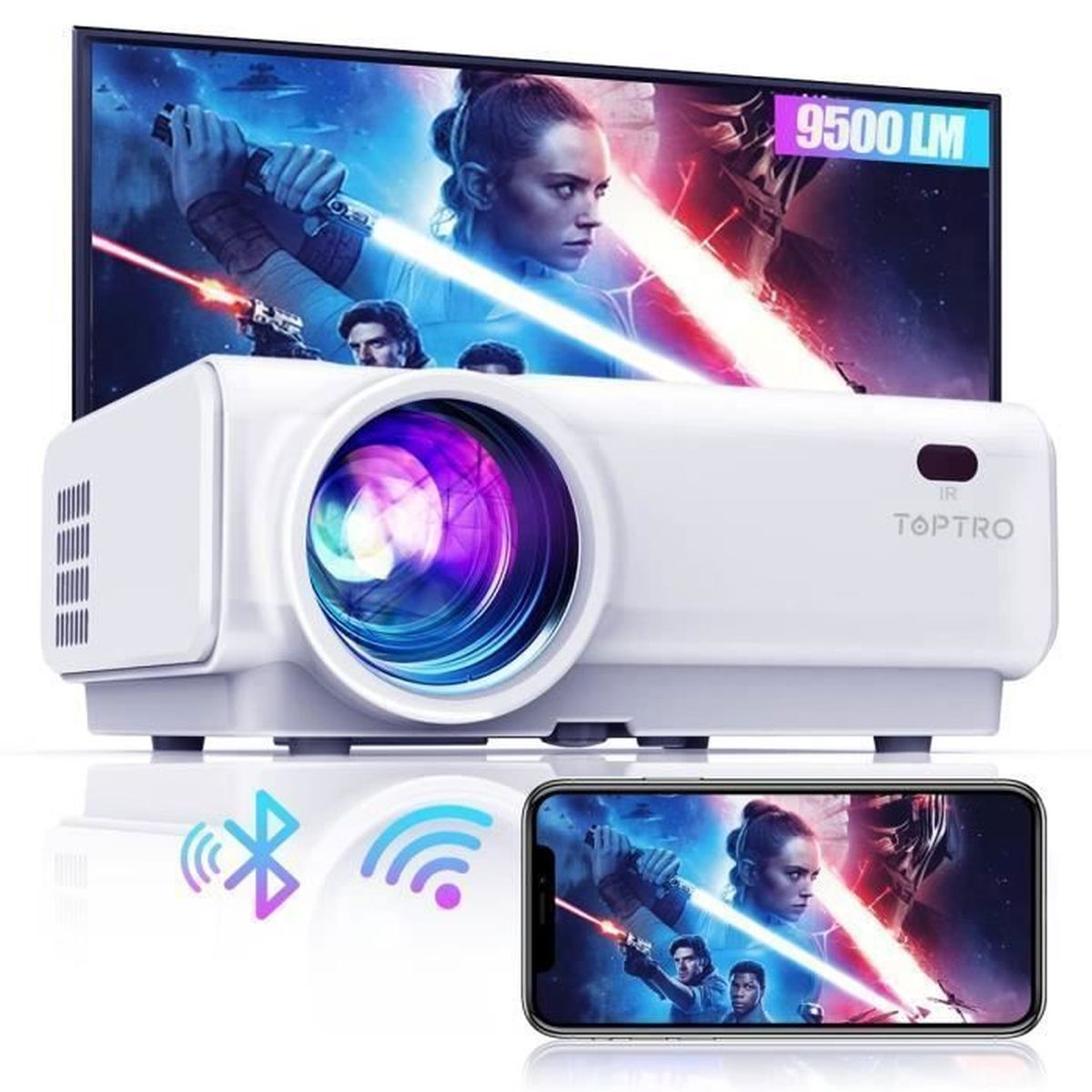 Projecteur Portable AKIYO O2 - Android Intégré, 1080P, Wi-Fi 6, Keystone Automatique, Rotation 180° - Compatible HDMI/USB/PS5
