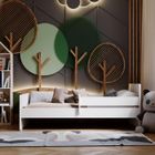 KOBI Lit enfant Complet 80x160 cm MAX sommier, barrièreères, matelas pour Filles garçons lit Simple - BLANC