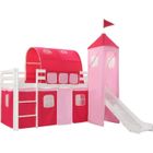 Lit mezzanine d'enfants avec toboggan et échelle Pin vidaXL - Thème princesse - 208x230 cm