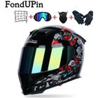 LEOCLOTHO FONDUPIN-Casque de Moto Scooter Intégral Double Visière pour Hommes et Femmes, Pare-Soleil Intégré Motif Clown Noir Cadeaux 4 Pièces