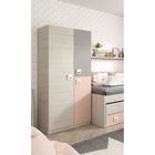 PEGANE Armoire enfant avec 2 portes coloris blanc alpes - rose - 200 x 90 x 52 cm