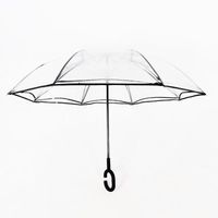 PANXD Transparent Parapluie Inversé Double Couche Coupe-Vent Pluie Voiture Parapluies Self Stand Crochet C