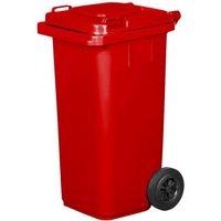 Poubelle 120L Rouge à roulettes avec roues en caoutchouc pleines pour les déchets et le recyclage Tri Selectif garage Haut