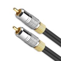 AuTech® 10M Câble Audio Numérique Coaxial RCA Plaqué Or 24K Mâle à Mâle - 10M