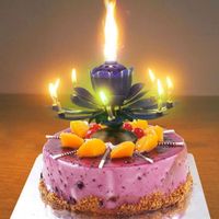 SHOP-STORY - Bougie d’Anniversaire Magique Fleur Musicale Tournante pour Décoration de Gâteau - Violet