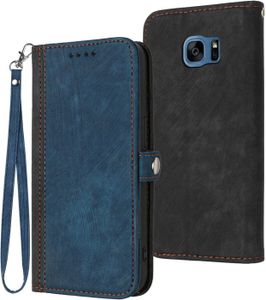 COQUE - BUMPER Coque en cuir pour Samsung Galaxy S7 Edge – Housse bleue de protection pour téléphone portable SM-G935F