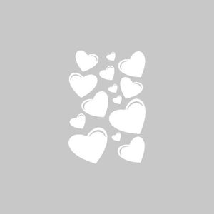 Sticker Blanc carte de voeux avec la pendaison coeurs stylisés 