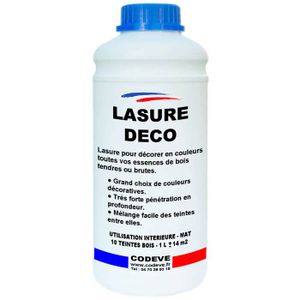 PEINTURE - VERNIS Lasure Deco - Pot 1 L   - Codeve Bois - Bleu