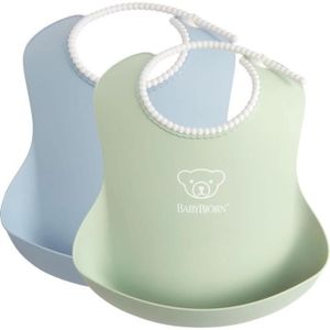 BAVOIR Bavoir bébé pratique - BABYBJORN - Duopack Pastelgeel/Pastelblauw - Matière douce et confortable