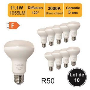 AMPOULE - LED Lot de 10 ampoules LED E27 R80 11,1W (équiv. 75W) 1055Lm 3000K