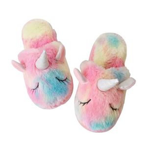 3D Unicorn Chaussons pour Les Filles et Les Femmes Douce Fluffy antid/érapante Licorne Peluche Enfant Femme Peluche Chaussons Hiver Chaud Pantoufle Cadeaux Festival No/ël