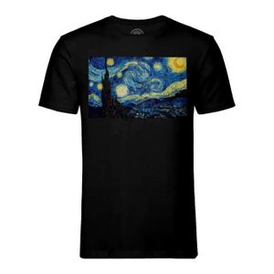 T-SHIRT T-shirt Homme Col Rond Noir Van Gogh Nuit Etoilees