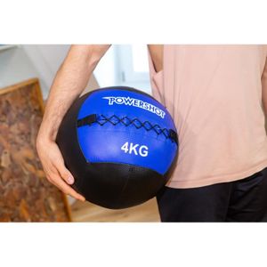 MEDECINE BALL Wall Ball 4kg - POWERSHOT - Idéal pour le renforcement musculaire et le travail du cardio