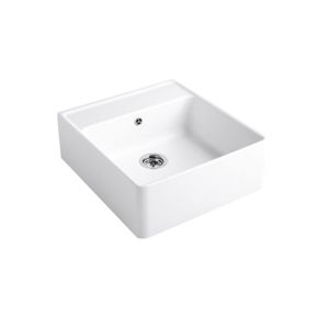 Évier En Céramique 2 Bacs Country - 90cm - Blanc - Timbre D'Office