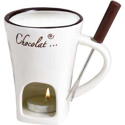 Station De Chocolat Chaud Et Fondue En Céramique – 300ml, Avec 4 Petits Plats Et Piques En Bois, Idéal Pour Soirée Romantique Ou Fête - 4