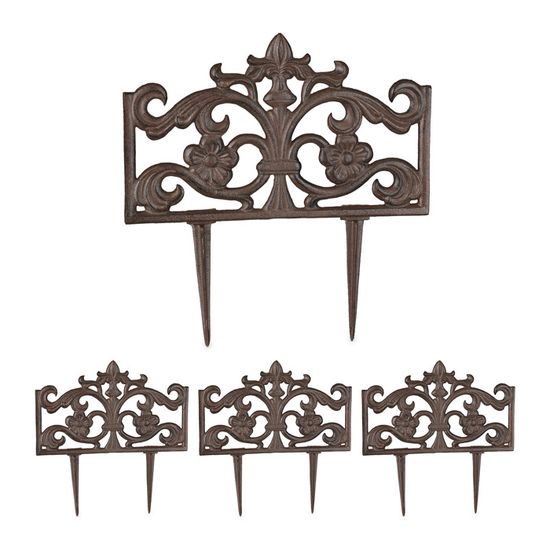 Barrière De Jardin Vintage - 10 éléments En Fonte à Planter - Décoration Rustique Pour Parterres Et Allées