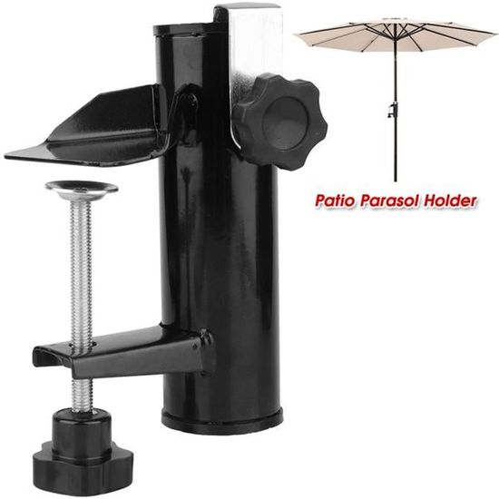 Support de parasol pour balustrade de balcon carré Taille de poteau 19-38 mm Porte-parapluie en acier Hauteur 15,5 cm Noir