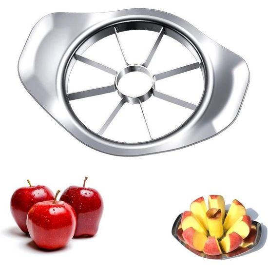 Coupe-Fruits 8 Tranches En Acier Inoxydable - Découpe Pommes, Poires, Tomates En 1 Seul Geste