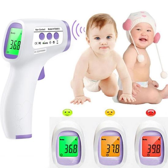 thermomètre, bebe, frontal, bain,  infrarouge, sans contact, numérique,  digital, adulte, grande précision, precis.