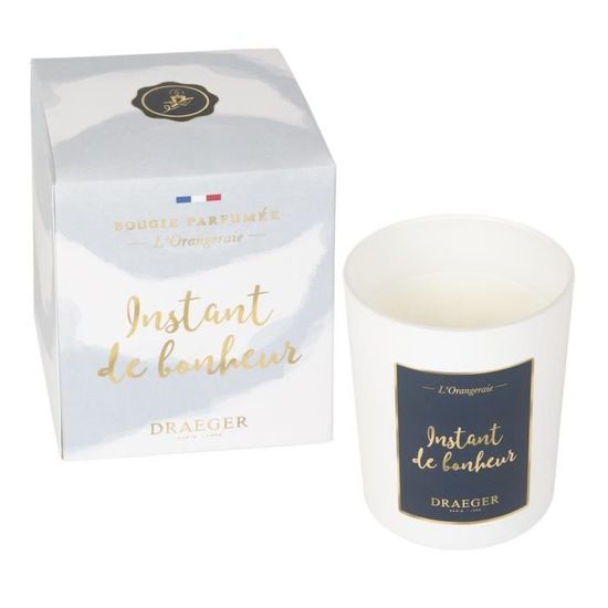 DRAEGER PARIS - Bougie Cadeau blanche Parfumée Rêve de coton Princesse - Idée cadeau Copine, Friendship, Amie, Amitié - Pot en verre - Made in France - 100% Cire Végétale - 40h
