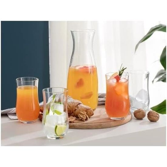 Ensemble De 5 Pichets En Verre 4 Verres Et 1 Carafe Verre Transparent ensemble-de-5-pichets-en-verre-4-verres-et-1-carafe-verre-transparent