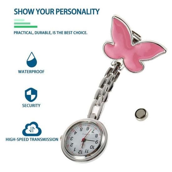 Vintoney Montre D'Infirmière Et De Poche Pour Femme - Motifs Papillons, Classique