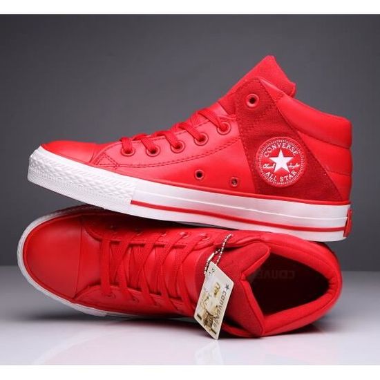 Rouge homme Converse All Star hi cuir Basket Classic Chaussures TU ...