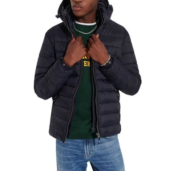Veste Superdry Fuji Bleu Marine pour Homme SUPERDRY Fermeture eclair Capuche amovible Deux poches avants Blue Cdiscount Pret a Porter