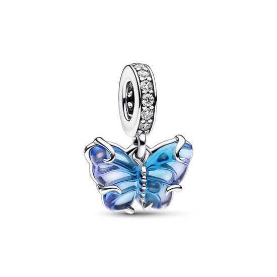 PANDORA Charm Pendant Papillon en Verre de Murano Bleu 792698C01
