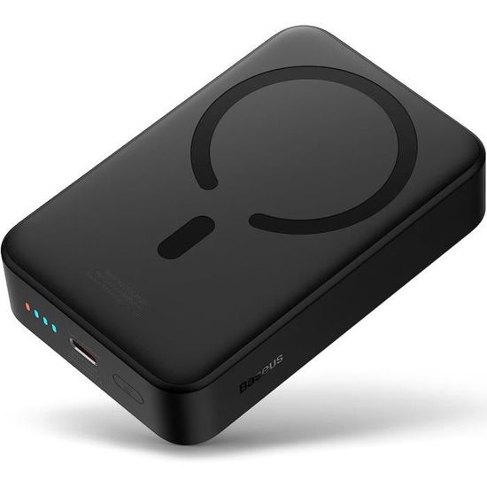 Powerbank 10000mAh VIESTA - Charge Sans Fil MagSafe 15W + USB-C 20W PD - Avec écran LED - Noir