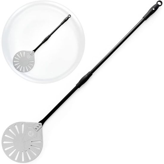 Pelle à Pizza 12 Pouces (30cm) Perforée - Poignée Amovible 110cm, Aluminium - Pour Four, Grill, Transfert Pizzas Et Pains - 4