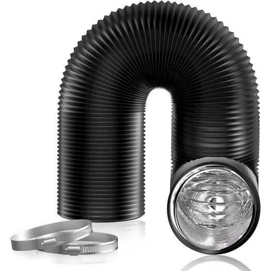 Tuyau Ventilation PVC 100mm X 2.5m - Avec 2 Colliers Inox Pour Climatiseurs Mobiles